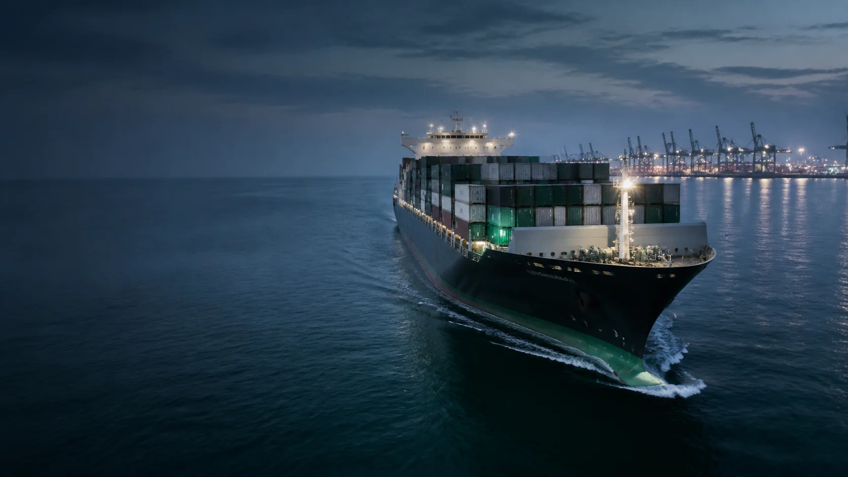 Container ship moving toward global markets